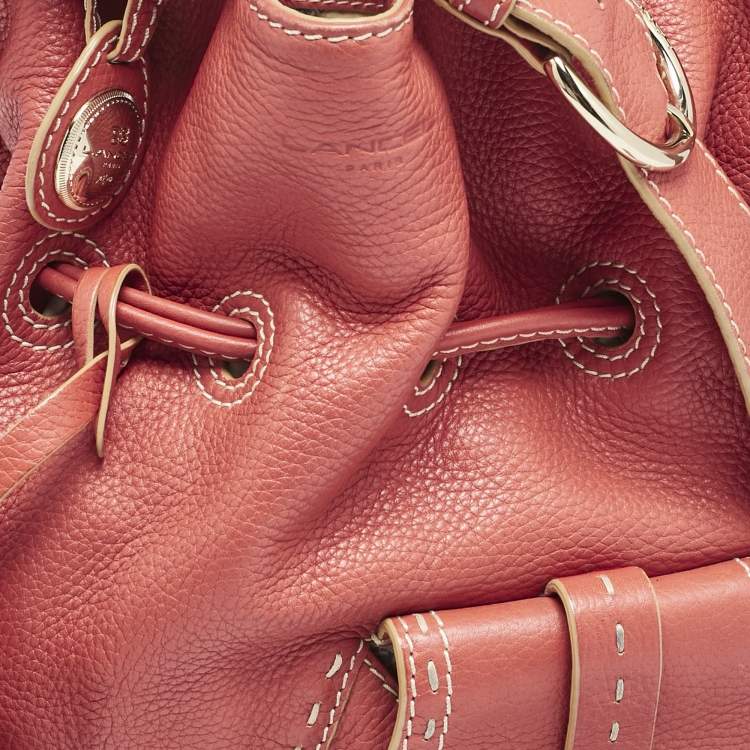 Pre Owned Lancel Red Leather Premiere Flirt Bucket Bag