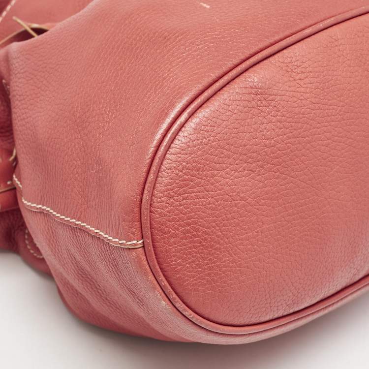 Pre Owned Lancel Red Leather Premiere Flirt Bucket Bag
