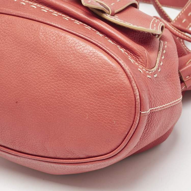 Pre Owned Lancel Red Leather Premiere Flirt Bucket Bag