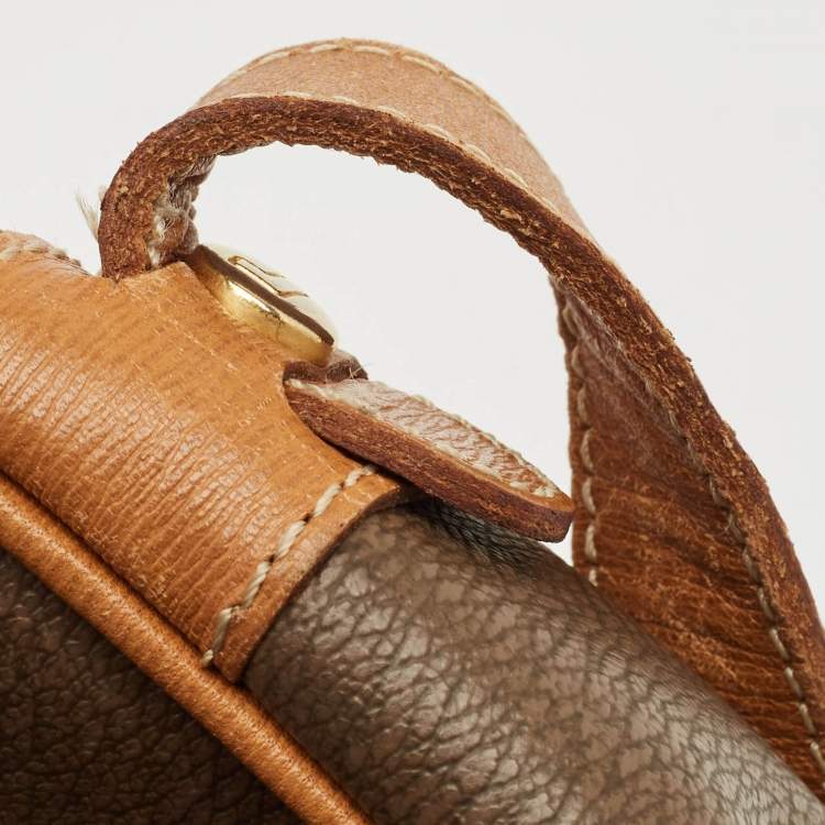 Pre Owned Lancel Brown/Tan Coated Canvas and Leather Camera Shoulder Bag