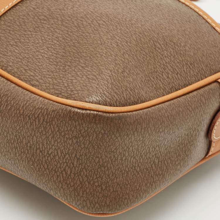 Pre Owned Lancel Brown/Tan Coated Canvas and Leather Camera Shoulder Bag