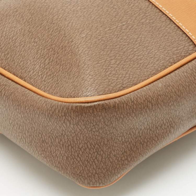 Pre Owned Lancel Brown/Tan Coated Canvas and Leather Camera Shoulder Bag