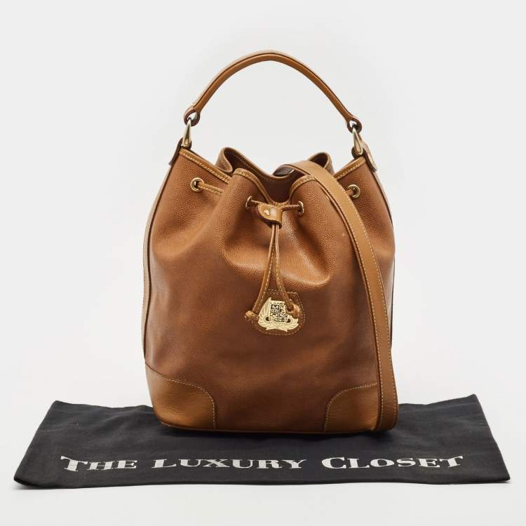 Pre Owned Lancel Brown Leather Drawstring Bucket Bag