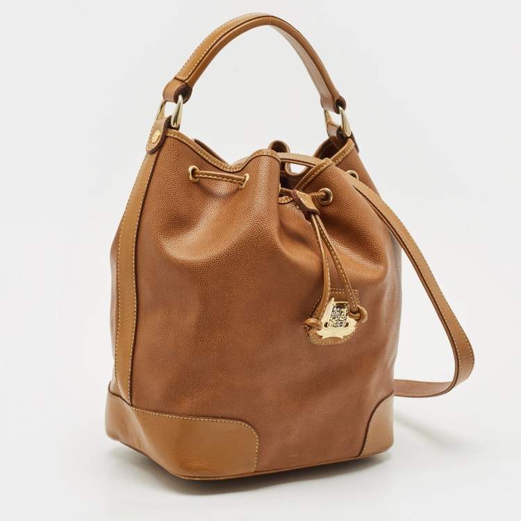 Pre Owned Lancel Brown Leather Drawstring Bucket Bag