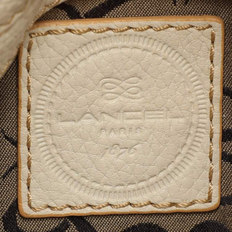 Pre Owned Lancel Cream Leather Drawstring Tassel Tote