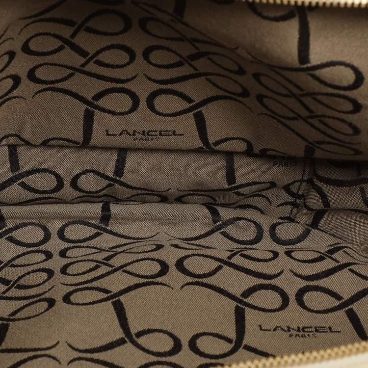 Pre Owned Lancel Cream Leather Drawstring Tassel Tote