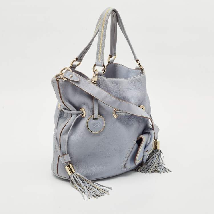 Pre Owned Lancel Light Blue Leather Premiere Flirt Bucket Bag