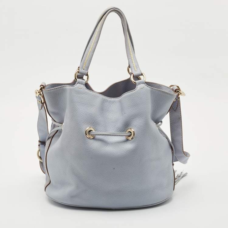 Pre Owned Lancel Light Blue Leather Premiere Flirt Bucket Bag