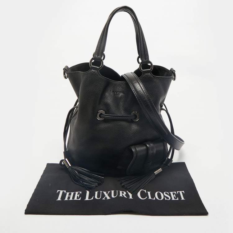 Pre Owned Lancel Black Leather Premiere Flirt Bucket Bag