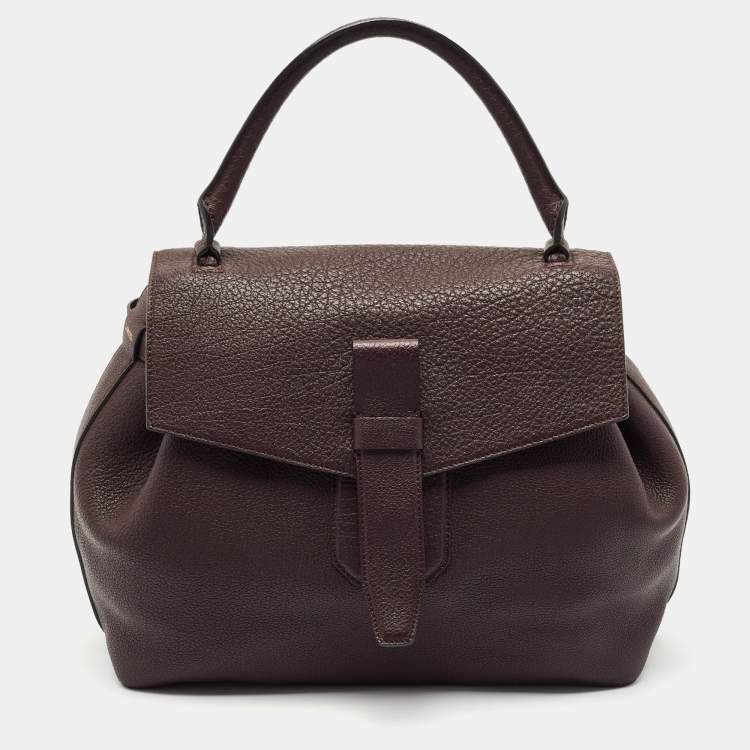 Pre Owned Lancel Dark Burgundy Leather Charlie de Lancel Top Handle Bag