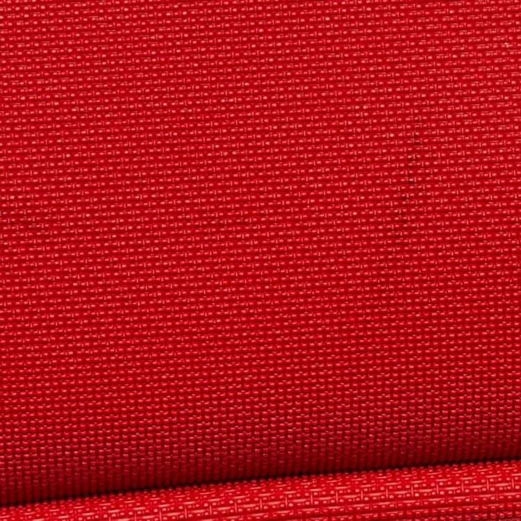 Pre Owned Lancel Red/Tan Canvas and Leather Trim Vanity Travel Bag