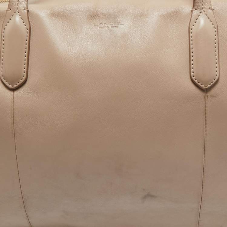 Pre Owned Lancel Beige Leather Boston Weekender Bag