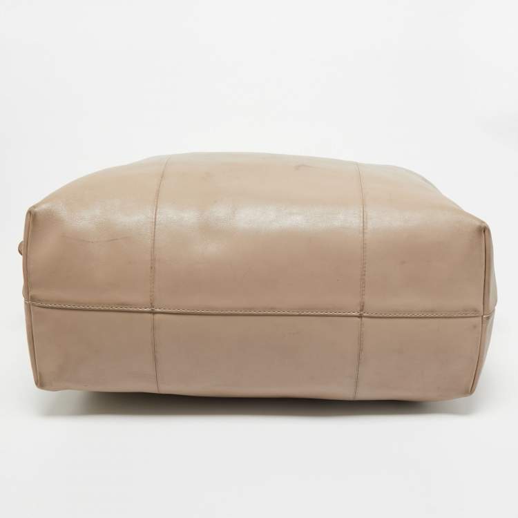 Pre Owned Lancel Beige Leather Boston Weekender Bag