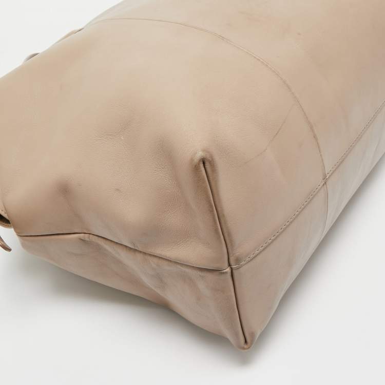 Pre Owned Lancel Beige Leather Boston Weekender Bag