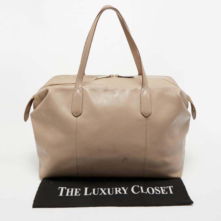 Pre Owned Lancel Beige Leather Boston Weekender Bag