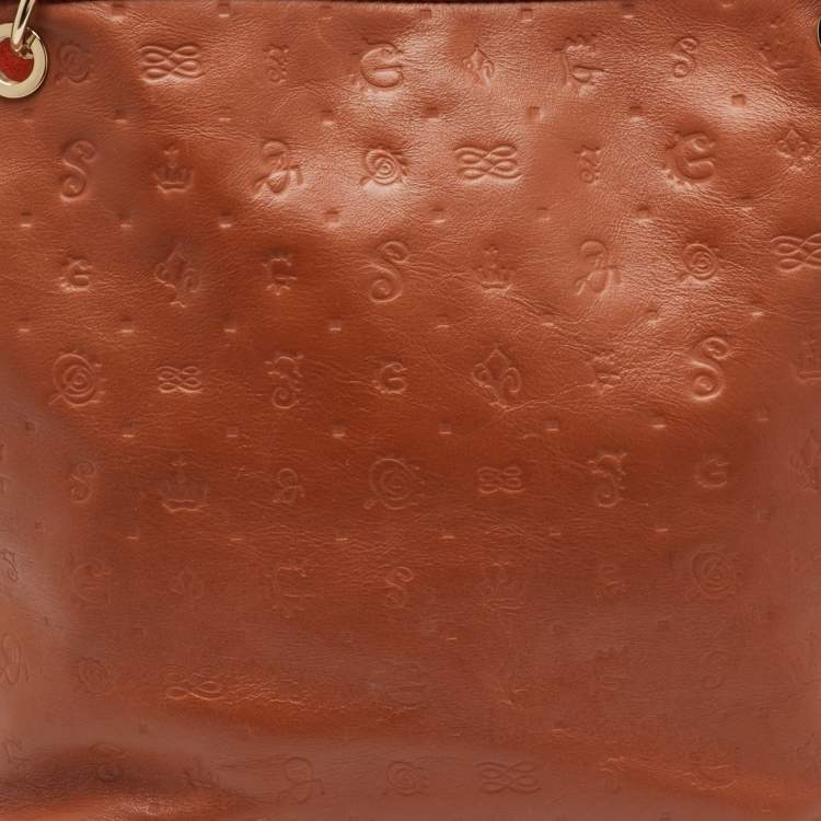 Pre Owned Lancel Brown Embossed Leather Daligramme Dali Fun Tote