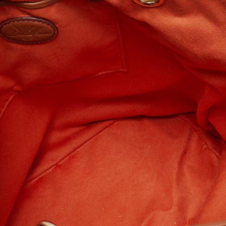 Pre Owned Lancel Brown Embossed Leather Daligramme Dali Fun Tote