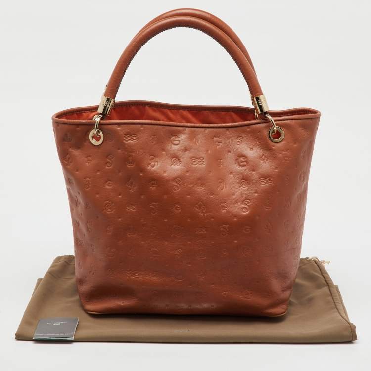 Pre Owned Lancel Brown Embossed Leather Daligramme Dali Fun Tote
