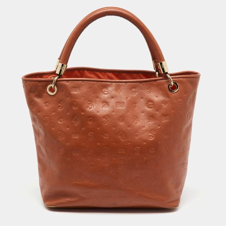 Pre Owned Lancel Brown Embossed Leather Daligramme Dali Fun Tote