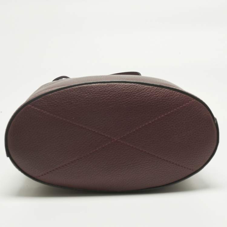 Pre Owned Lancel Burgundy Leather Le Huit Drawstring Bucket Bag