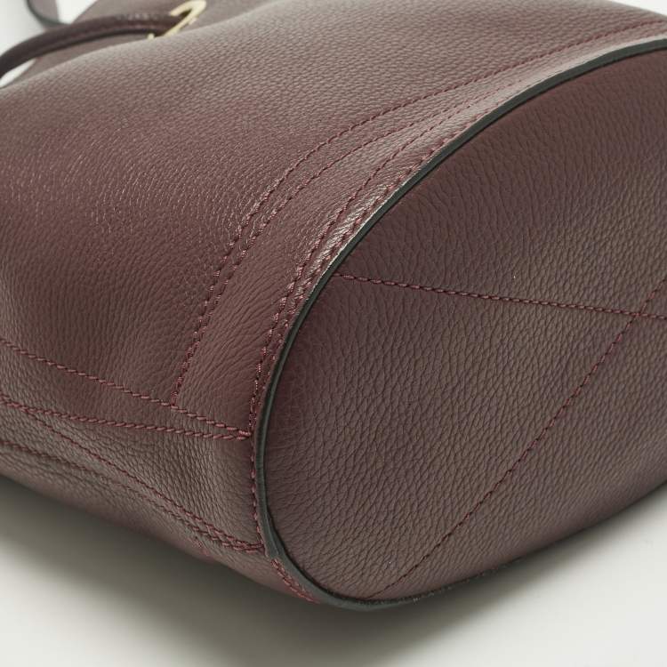 Pre Owned Lancel Burgundy Leather Le Huit Drawstring Bucket Bag