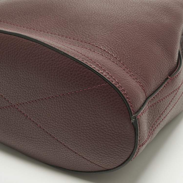 Pre Owned Lancel Burgundy Leather Le Huit Drawstring Bucket Bag