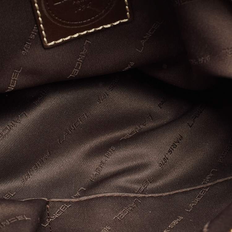 مملوكة مسبقًا Lancel Graphic Print Dark Brown Canvas and Leather Hobo