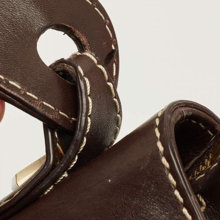 مملوكة مسبقًا Lancel Graphic Print Dark Brown Canvas and Leather Hobo