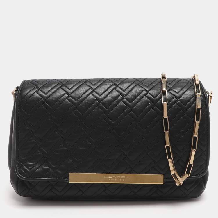 Pre Owned Lancel Black Quilted Leather Chain Shoulder Bag