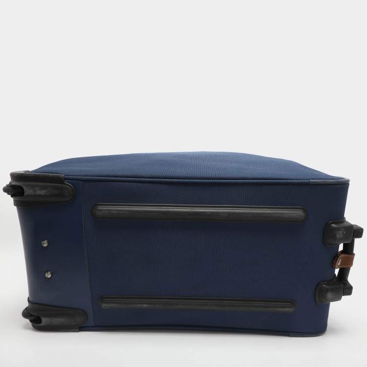 Pre Owned حقيبة الأمتعة لانسيل زرقاء من نسيج الباليستيك والجلد بعجلات