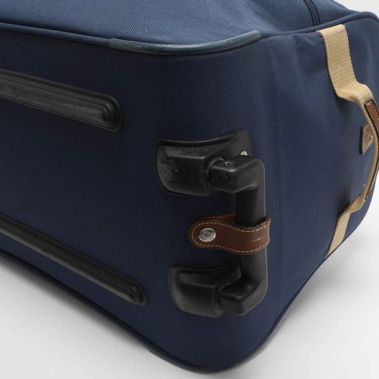 Pre Owned حقيبة الأمتعة لانسيل زرقاء من نسيج الباليستيك والجلد بعجلات