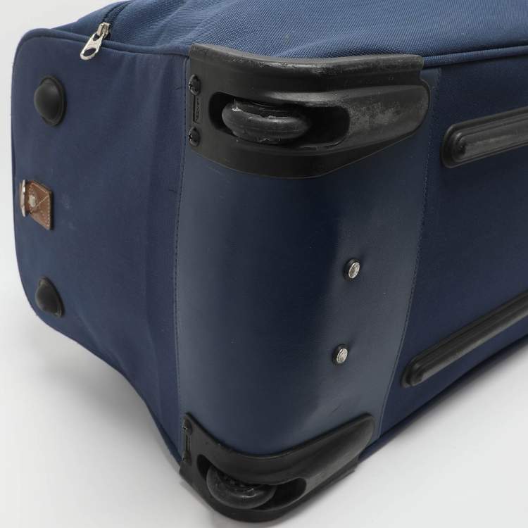 Pre Owned حقيبة الأمتعة لانسيل زرقاء من نسيج الباليستيك والجلد بعجلات