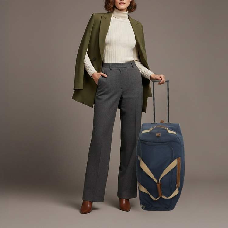 Pre Owned حقيبة الأمتعة لانسيل زرقاء من نسيج الباليستيك والجلد بعجلات