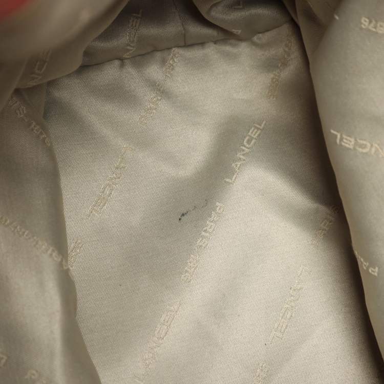 Pre Owned Lancel Red Leather Drawstring Hobo