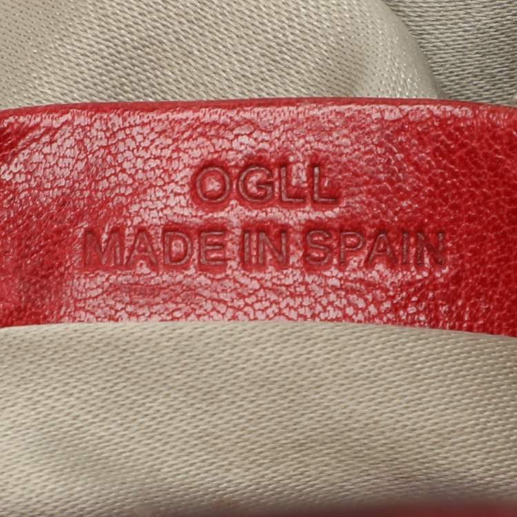 Pre Owned Lancel Red Leather Drawstring Hobo