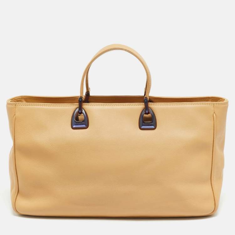 Pre Owned Lancel East-West Tan Leather Zipped Tote
