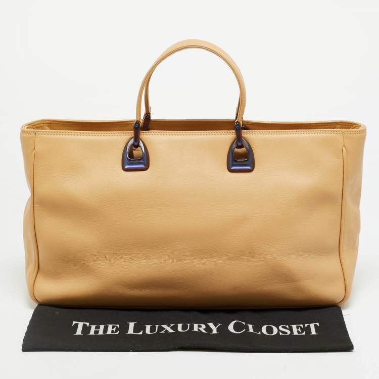 Pre Owned Lancel East-West Tan Leather Zipped Tote