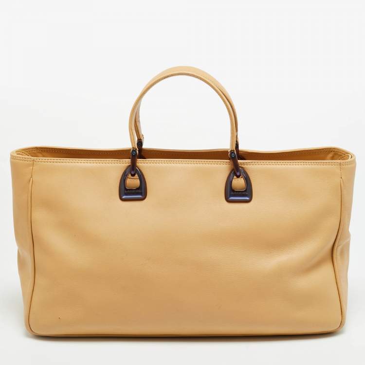 Pre Owned Lancel East-West Tan Leather Zipped Tote