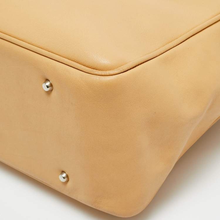 Pre Owned Lancel East-West Tan Leather Zipped Tote