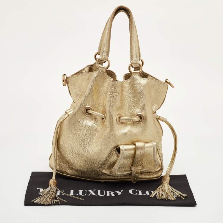 مملوكة مسبقًا Lancel Premier Flirt Gold Pebbled Leather Bucket Bag