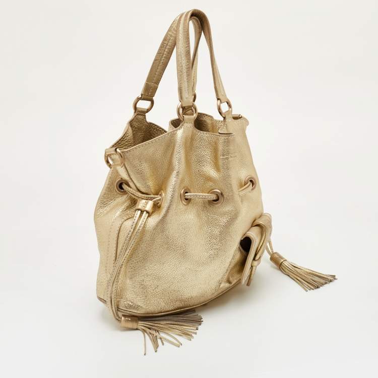 مملوكة مسبقًا Lancel Premier Flirt Gold Pebbled Leather Bucket Bag
