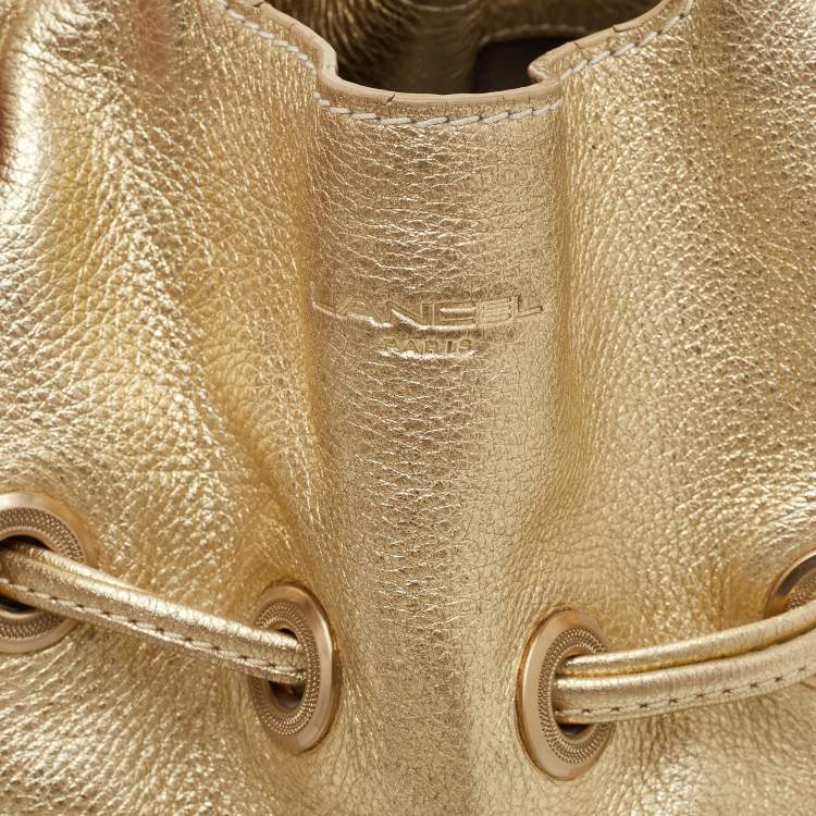 مملوكة مسبقًا Lancel Premier Flirt Gold Pebbled Leather Bucket Bag