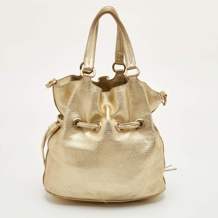 مملوكة مسبقًا Lancel Premier Flirt Gold Pebbled Leather Bucket Bag