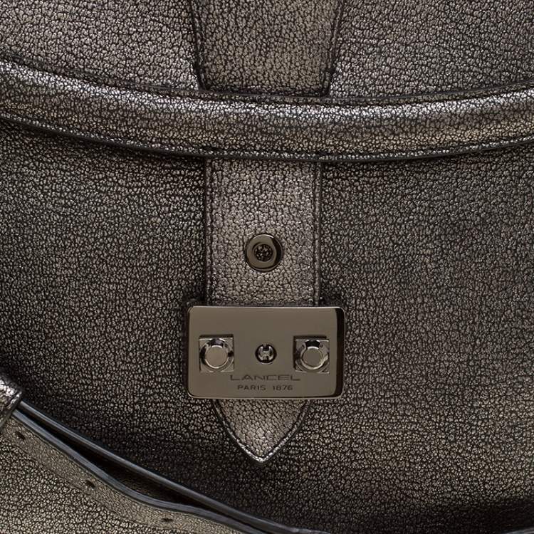 Pre Owned Lancel Metallic Grey Leather Satchel