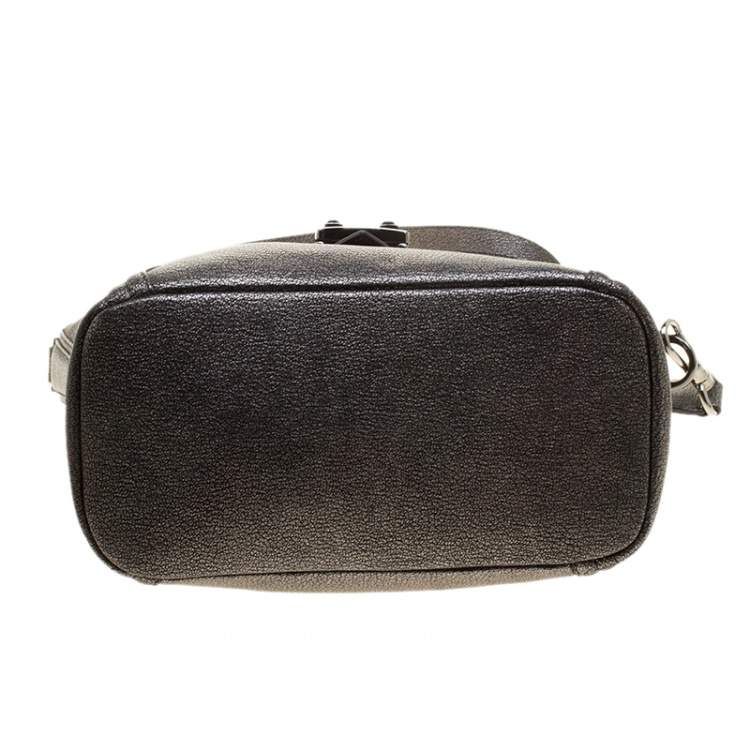 Pre Owned Lancel Metallic Grey Leather Satchel