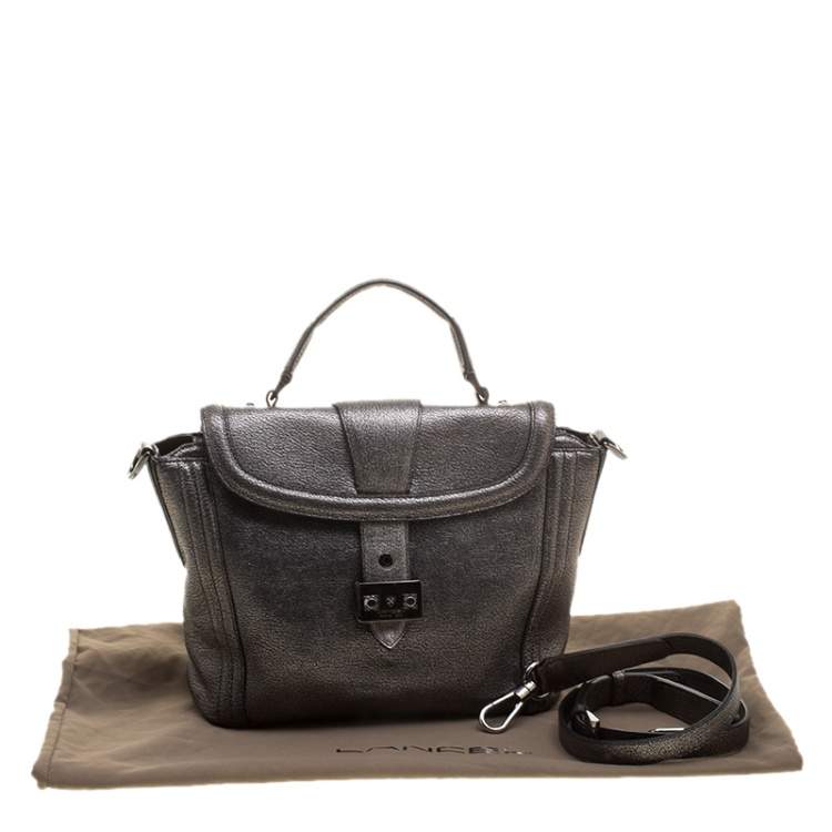 Pre Owned Lancel Metallic Grey Leather Satchel