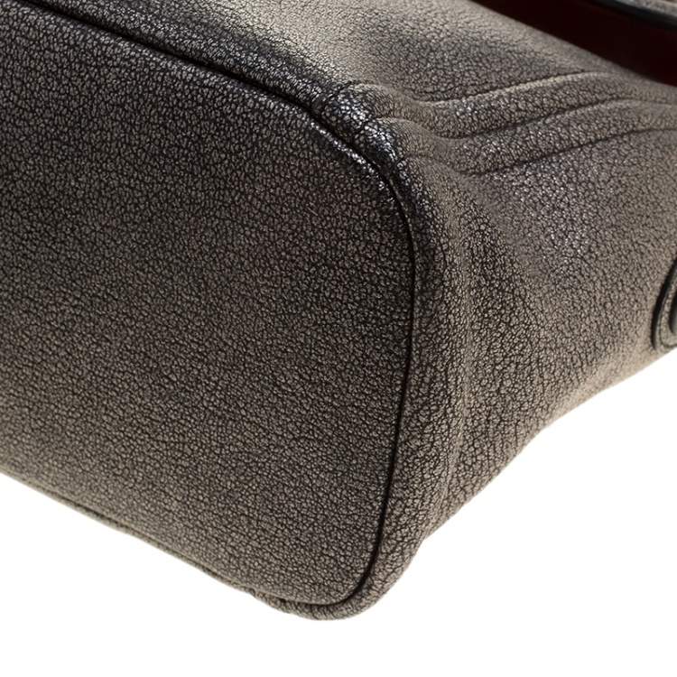 Pre Owned Lancel Metallic Grey Leather Satchel
