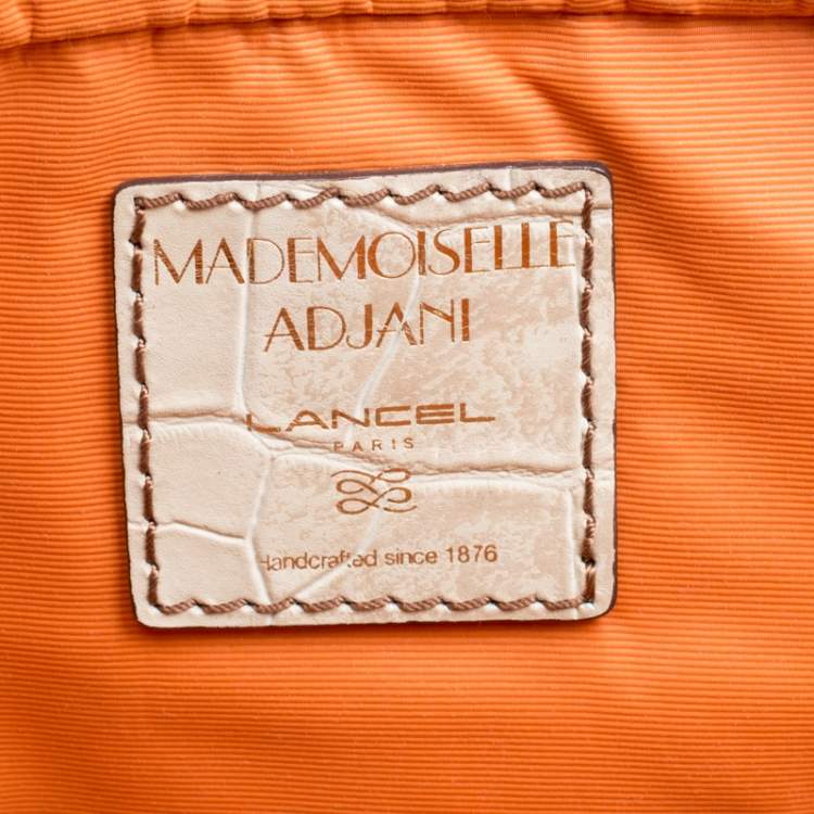 Pre Owned Lancel Light Green Croc Embossed Leather Mademoiselle Adjani Dome Satchel