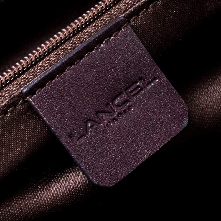 Pre Owned Lancel Dark Purple Leather Tote