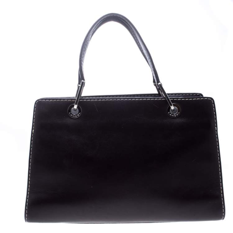 Pre Owned Lancel Dark Purple Leather Tote